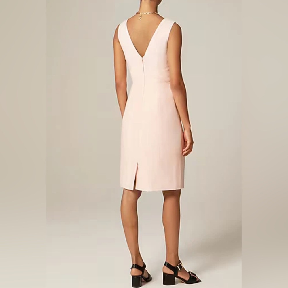 J. Crew Seamed Sheath Dress Pale Pink Pencil Fit | V-Neck | Sz. 16 | NEW $248 - Picture 6 of 7